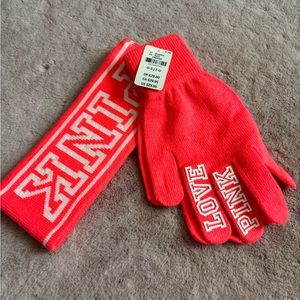 Pink headband glove set